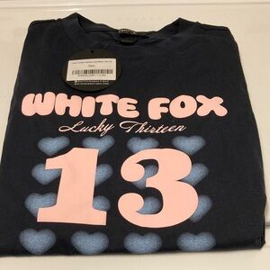 White Fox Graphic Tee with Pink and Blue Accents